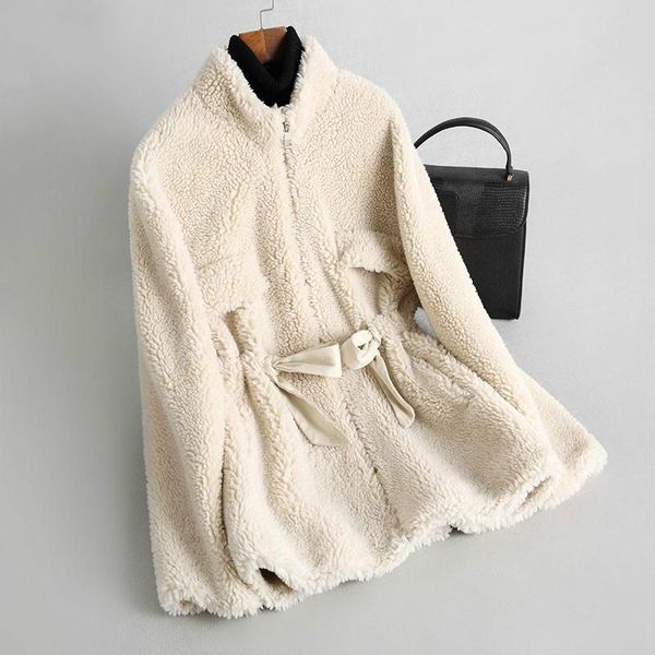 women's fur & faux coat female real wool jacket autumn winter women clothes 2021 korean vintage sheep shearling suede lining zt4390, Black
women's fur & faux coat female real wool jacket autumn winter women clothes 2021 korean vintage sheep shearling suede lining zt4390, Black
