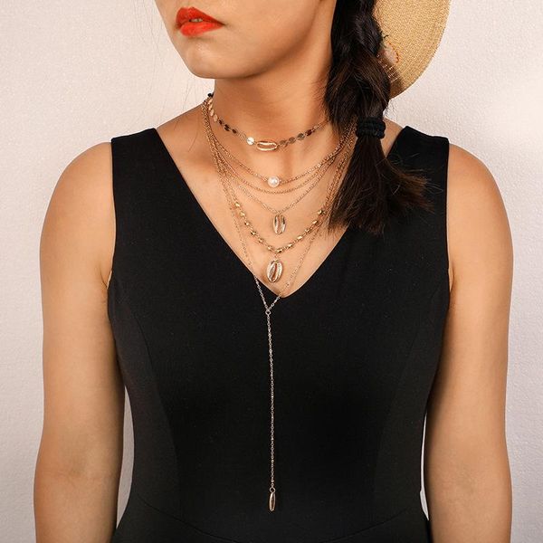 pendant necklaces boho gold sequin shell pearl for women geometric multi layer chains necklace jewelry collar, Silver
pendant necklaces boho gold sequin shell pearl for women geometric multi layer chains necklace jewelry collar, Silver
