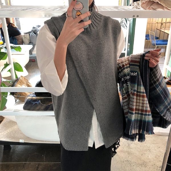 women korean style overlap sleeveless ladies sweater spring turtleneck knitted sweaters female fashion criss-cross jumper 201030, White
women korean style overlap sleeveless ladies sweater spring turtleneck knitted sweaters female fashion criss-cross jumper 201030, White