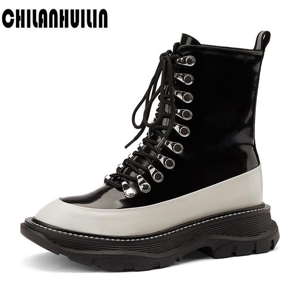 new design shoes women flat platform ankle boots spring boots black lace up punk rivets medium creepers shoes fashion footwear
new design shoes women flat platform ankle boots spring boots black lace up punk rivets medium creepers shoes fashion footwear