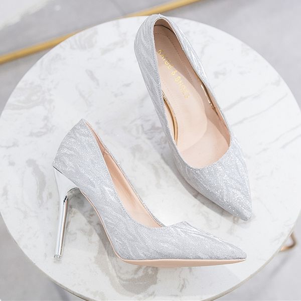 high heel women pumps silver elegant ladies office shoes pointed toe thin heel party pumps women casual shoes, Black
high heel women pumps silver elegant ladies office shoes pointed toe thin heel party pumps women casual shoes, Black