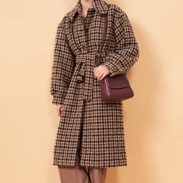 women's wool & blends autumn winter woolen blend women plaid coat lady long sleeve lapel keep warm trench outerwear, Black
women's wool & blends autumn winter woolen blend women plaid coat lady long sleeve lapel keep warm trench outerwear, Black