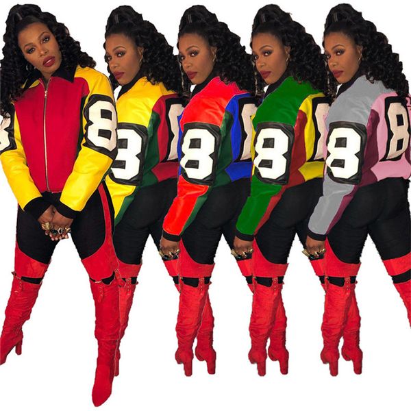 women 8 number eight patchwork zipper coats jacket block color matching jacket coat turn-down collar winter cycling clothes d112003, White
women 8 number eight patchwork zipper coats jacket block color matching jacket coat turn-down collar winter cycling clothes d112003, White
