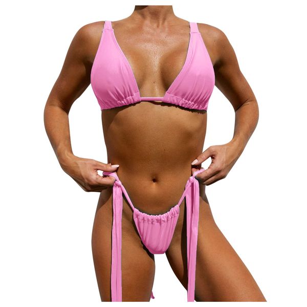 40# women's swimwear 2021 solid color push high cut lace up halter bikini set two piece swimsuit biquinis feminino 2020, White;black
40# women's swimwear 2021 solid color push high cut lace up halter bikini set two piece swimsuit biquinis feminino 2020, White;black