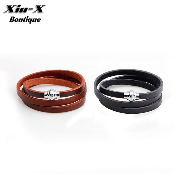 tennis men women brown black genuine leather bracelet multilayer wrap punk magnetic bracelets bangles for jewelry accessories, Golden;silver
tennis men women brown black genuine leather bracelet multilayer wrap punk magnetic bracelets bangles for jewelry accessories, Golden;silver