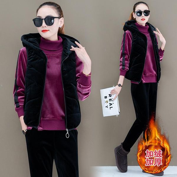 running sets 3pcs winter women sportswear tracksuit thick velvet jacket+sweatshirt+pant jogger fitness casual athletic set sport suit, Black;blue
running sets 3pcs winter women sportswear tracksuit thick velvet jacket+sweatshirt+pant jogger fitness casual athletic set sport suit, Black;blue