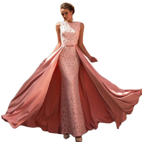 simple two pieces prom dresses detachable train lace satin long mermaid formal party evening gowns, Black
simple two pieces prom dresses detachable train lace satin long mermaid formal party evening gowns, Black