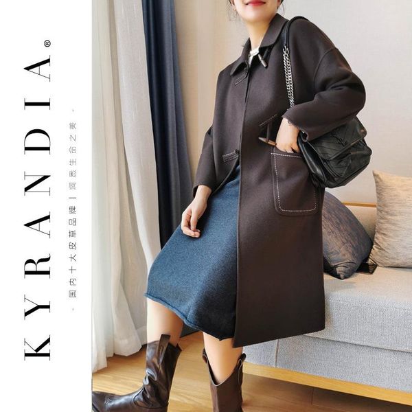 women's wool & blends brand factory pattern time minus age horn open wire double-sided velvet contracted temperament double coat, Black
women's wool & blends brand factory pattern time minus age horn open wire double-sided velvet contracted temperament double coat, Black