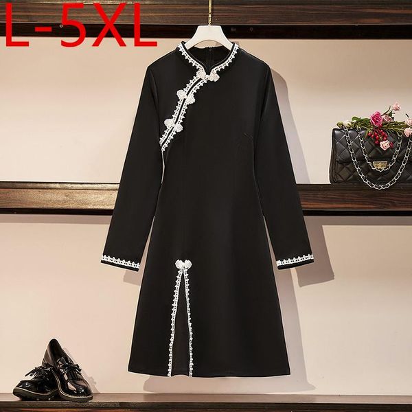 casual dresses l-5xl plus size 2021 autumn chinese cheongsam style women's long sleeves split dress female oversize s154, Black;gray
casual dresses l-5xl plus size 2021 autumn chinese cheongsam style women's long sleeves split dress female oversize s154, Black;gray