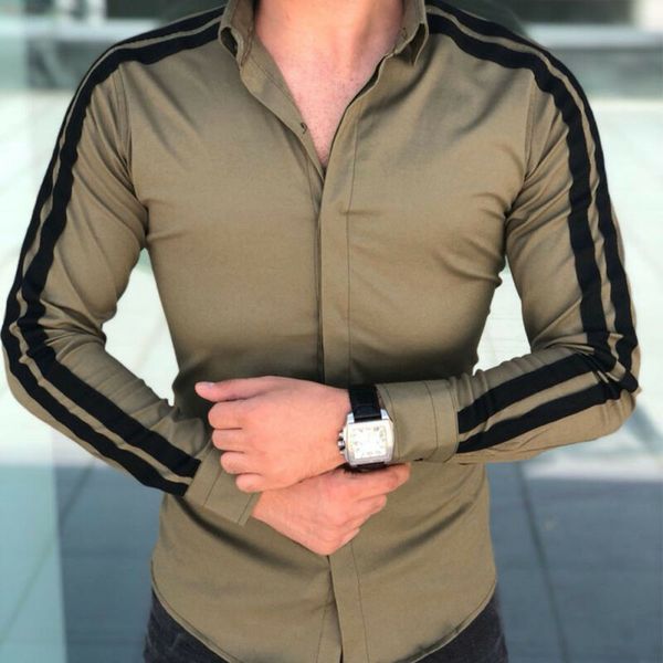 men's casual shirts business solid white summer shirt fashion long sleeve slim fit kg-385, White;black