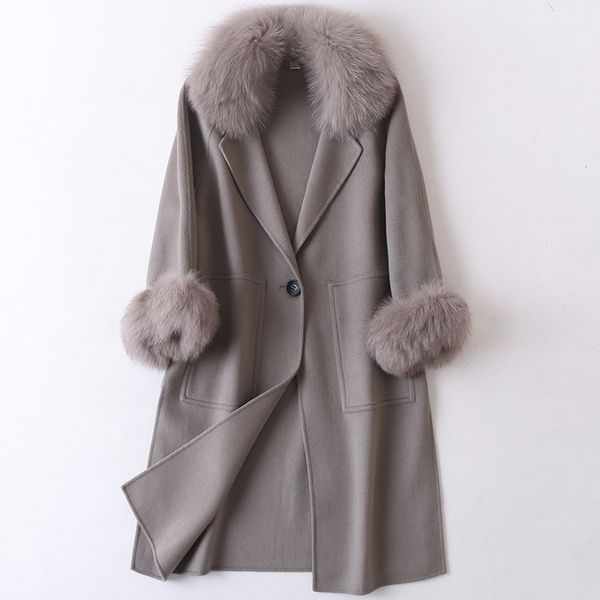 women plus size autumn winter cassic simple wool maxi long coat female robe outerwear manteau femme 201112, Black
women plus size autumn winter cassic simple wool maxi long coat female robe outerwear manteau femme 201112, Black