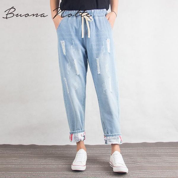 plus size elastic waist hemming boyfriend loose ripped denim harem jeans 4xl 5xl light blue girl's casual pants for women1
plus size elastic waist hemming boyfriend loose ripped denim harem jeans 4xl 5xl light blue girl's casual pants for women1