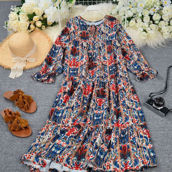 and autumn 2020 new style spring plant flower print chest lace up lotus sleeve loose dress, Black;gray
and autumn 2020 new style spring plant flower print chest lace up lotus sleeve loose dress, Black;gray