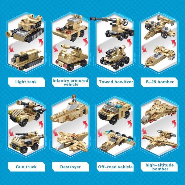 385pcs army multifunctional military vehicle building blocks 8in1 deformation robot model sets educational toys for child gifts wmtmeb
385pcs army multifunctional military vehicle building blocks 8in1 deformation robot model sets educational toys for child gifts wmtmeb