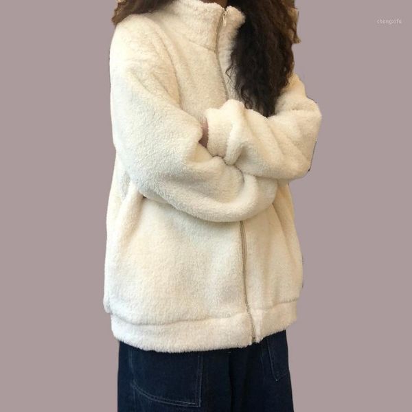 woman jacket zipper solid fleece thickened coat women 2021 autumn winter warm korean oversize hip hop outwear chic jackets1, Black;brown
woman jacket zipper solid fleece thickened coat women 2021 autumn winter warm korean oversize hip hop outwear chic jackets1, Black;brown