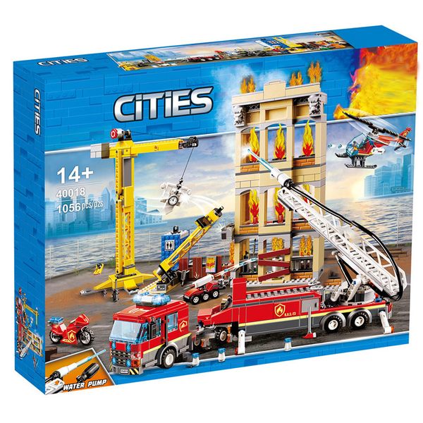 02120 11216 985pcs Creator City Series Downtown Fire Brigade Building Block Toy Christmas Comptible 60216