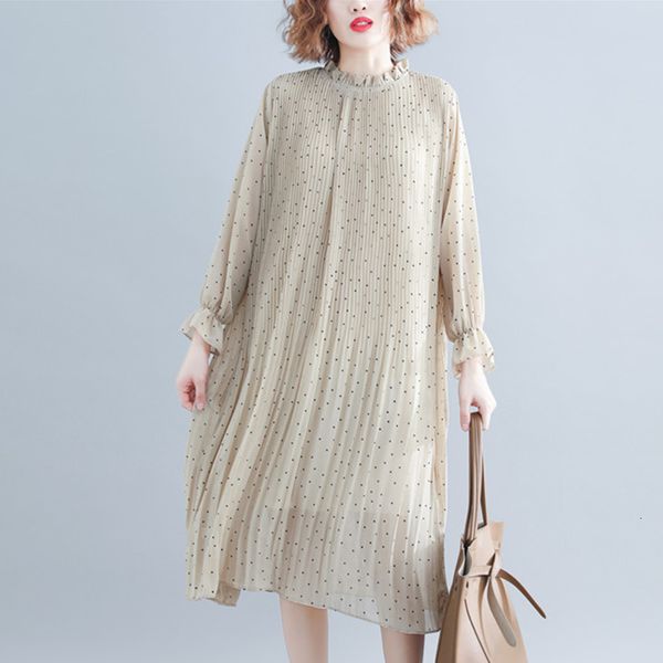 2021 new spring new round the long-sleeved neck solid color chiffon polka dot plus size dress female fashion h0021 06y5, Black;gray
2021 new spring new round the long-sleeved neck solid color chiffon polka dot plus size dress female fashion h0021 06y5, Black;gray