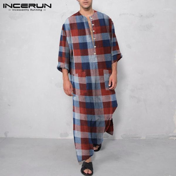 mens long sleeve o neck jubba thobe incerun cotton plaid muslim robe pockets arabic dashiki robes buttons islamic clothing s-5xl1, Red
mens long sleeve o neck jubba thobe incerun cotton plaid muslim robe pockets arabic dashiki robes buttons islamic clothing s-5xl1, Red