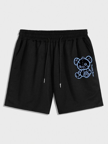 men bear & letter graphic drawstring waist shorts w3vb#, Black
men bear & letter graphic drawstring waist shorts w3vb#, Black