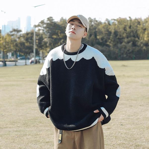 korean contrast sweater men's warm fashion casual knit pullover men wild loose autumn and winter sweater mens clothes -xl1, White;black
korean contrast sweater men's warm fashion casual knit pullover men wild loose autumn and winter sweater mens clothes -xl1, White;black