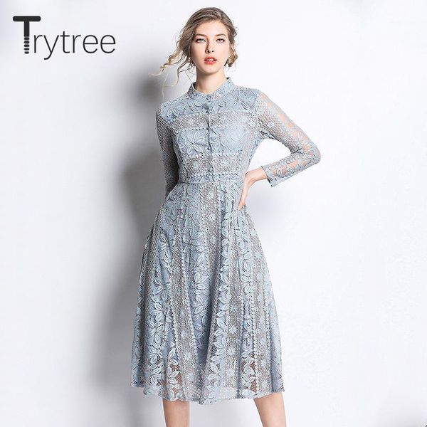trytree summer autumn dress elegant floral lace polyester women stand collar dresses empire a-line 2colors mid-calf casual dress1, Black;gray
trytree summer autumn dress elegant floral lace polyester women stand collar dresses empire a-line 2colors mid-calf casual dress1, Black;gray