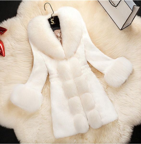 european and american autumn and winter plus size women's korean version of the rabbit fur coat mid-length fox fur collar warm coat, Black
european and american autumn and winter plus size women's korean version of the rabbit fur coat mid-length fox fur collar warm coat, Black