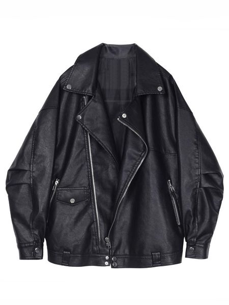 motorcycle leather jacket women 2020 new korean casual jacket bf wind loose, Black 
motorcycle leather jacket women 2020 new korean casual jacket bf wind loose, Black