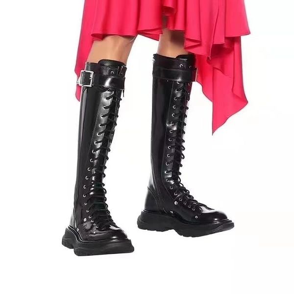 black white leather knee high boots chunky rubber soles military lace up women boots t200111
black white leather knee high boots chunky rubber soles military lace up women boots t200111