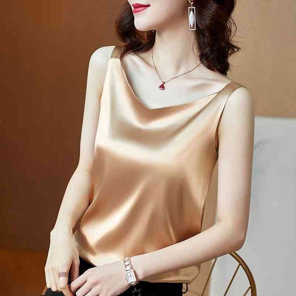 summer satin korean tank for women solid office lady spaghetti strap tank loose women cami, White
summer satin korean tank for women solid office lady spaghetti strap tank loose women cami, White