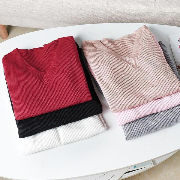 2021 new autumn winter sweater women chic v neck slim sweater female knitted pullovers long sleeve warm basic black, White;black
2021 new autumn winter sweater women chic v neck slim sweater female knitted pullovers long sleeve warm basic black, White;black
