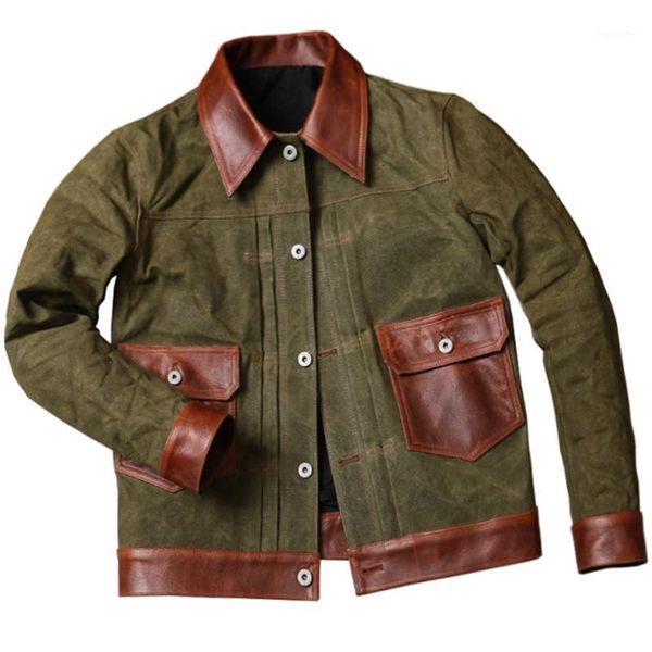 g-506 read description asian size army style genuine cow leather canvas coat cowhide leather wax water proof jacket1, Black
g-506 read description asian size army style genuine cow leather canvas coat cowhide leather wax water proof jacket1, Black