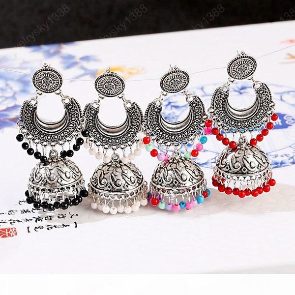 colorful beads tassel earring ethnic vintage sliver plated big bell dangle earrings for women indian jewelry, Silver
colorful beads tassel earring ethnic vintage sliver plated big bell dangle earrings for women indian jewelry, Silver