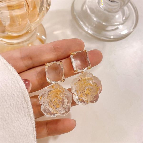 fyuan clear square crystal drop earrings for women resin rose flower earrings party jewelry gifts, Silver
fyuan clear square crystal drop earrings for women resin rose flower earrings party jewelry gifts, Silver