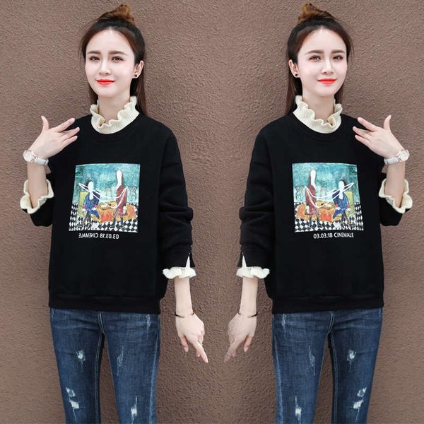 korean sweater women's autumn winter extra thick and loose 2020 new foreign style plush fake two short, Black
korean sweater women's autumn winter extra thick and loose 2020 new foreign style plush fake two short, Black