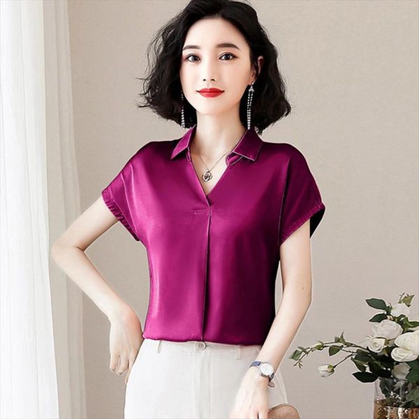korean fashion silk women blouses satin solid short sleeve pink women shirts plus size xxxl womens and blouses, White
korean fashion silk women blouses satin solid short sleeve pink women shirts plus size xxxl womens and blouses, White