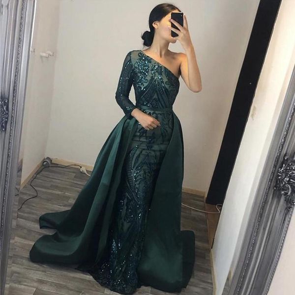 eightree shiny one shoulder evening dresses detachable train sequined lace long mermaid prom dress african formal party gown, White;black
eightree shiny one shoulder evening dresses detachable train sequined lace long mermaid prom dress african formal party gown, White;black