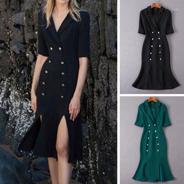 work clothes high-end lapel collar short sleeve women slim fishtail pure color black green s-xl suit bodycon elegant dress1, Black;gray
work clothes high-end lapel collar short sleeve women slim fishtail pure color black green s-xl suit bodycon elegant dress1, Black;gray