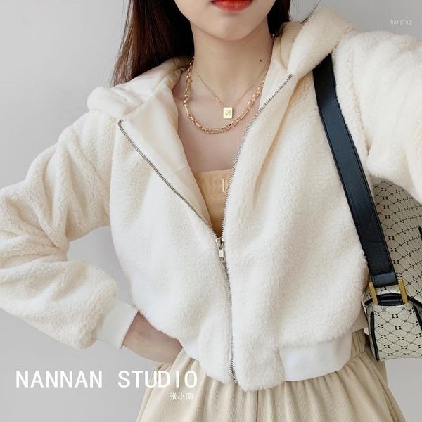 womengaga autumn winter cashmere thickened hooded sweater women's short zipper long sleeve casual loose mvgz1, White;black
womengaga autumn winter cashmere thickened hooded sweater women's short zipper long sleeve casual loose mvgz1, White;black