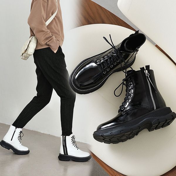 women's ankle boots patent leather shoes woman fall and winter short of stuffed women platform side heels fashion zippers x4yz, Black
women's ankle boots patent leather shoes woman fall and winter short of stuffed women platform side heels fashion zippers x4yz, Black