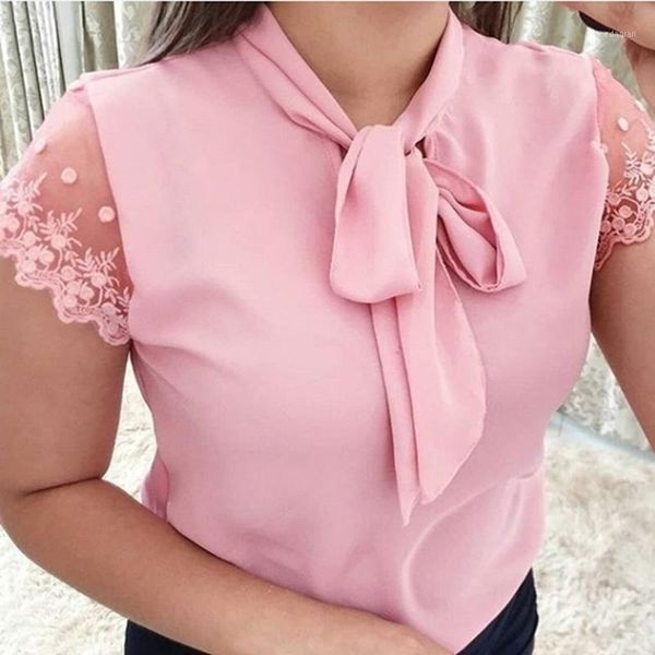 women's t-shirt solid color casual summer work office bow short sleeve t-shirts women lace v neck patchwork t shirt1, White
women's t-shirt solid color casual summer work office bow short sleeve t-shirts women lace v neck patchwork t shirt1, White