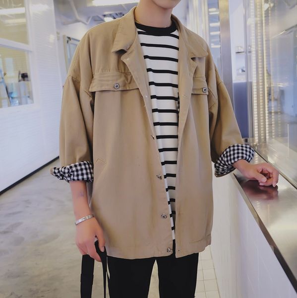 tooling coat korean loose casual spring brand handsome jacket men's fashion, Black;brown
tooling coat korean loose casual spring brand handsome jacket men's fashion, Black;brown