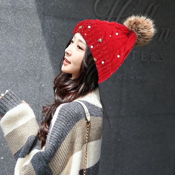 beanie/skull caps fashion winter women lady faux fur ball warm crochet knitted ski hat cap pearl decoration beanie, Blue;gray
beanie/skull caps fashion winter women lady faux fur ball warm crochet knitted ski hat cap pearl decoration beanie, Blue;gray