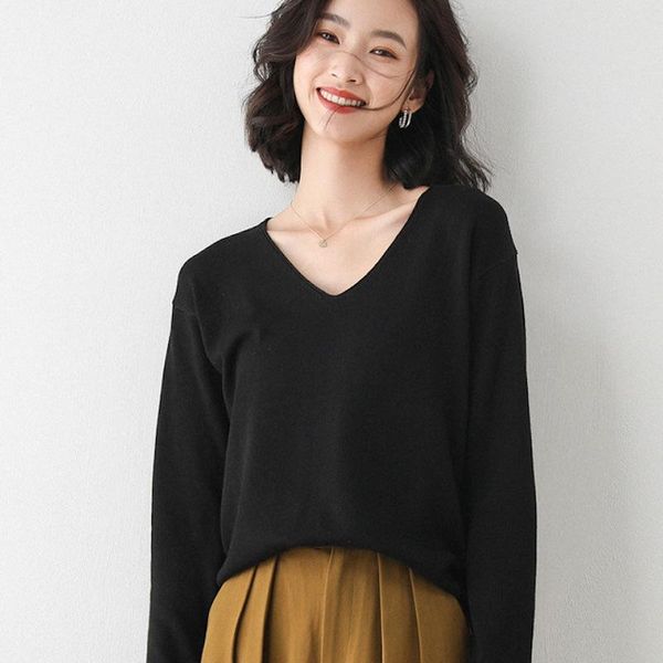 2021 new autumn winter women knitted sweater long sleeve v-neck loose casual basic pullover slim female top, White;black
2021 new autumn winter women knitted sweater long sleeve v-neck loose casual basic pullover slim female top, White;black