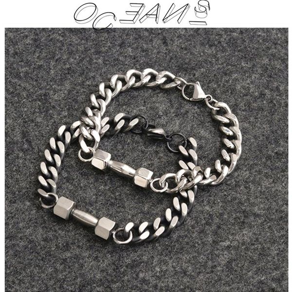 link, chain hangzhi 2021 texture retro titanium steel dumbbell exercise street hip hop fitness couple bracelet for girls men jewelry, Black
link, chain hangzhi 2021 texture retro titanium steel dumbbell exercise street hip hop fitness couple bracelet for girls men jewelry, Black