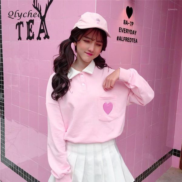 qlychee sweet pink heart embroidery tshirt female long sleeve tees turn-down collar pockets spring autumn t shirt1, White
qlychee sweet pink heart embroidery tshirt female long sleeve tees turn-down collar pockets spring autumn t shirt1, White