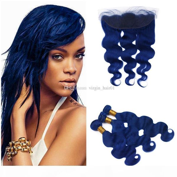virgin brazilian human hair weave bundles blue colored with 13x4 lace frontal closure body wave pure blue virgin hair wefts with frontal, Black;brown
virgin brazilian human hair weave bundles blue colored with 13x4 lace frontal closure body wave pure blue virgin hair wefts with frontal, Black;brown