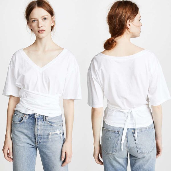 20 summer fashion holiday style chicken heart v-neck short sleeve t-shirt white wrap belt top, Black;gray
20 summer fashion holiday style chicken heart v-neck short sleeve t-shirt white wrap belt top, Black;gray