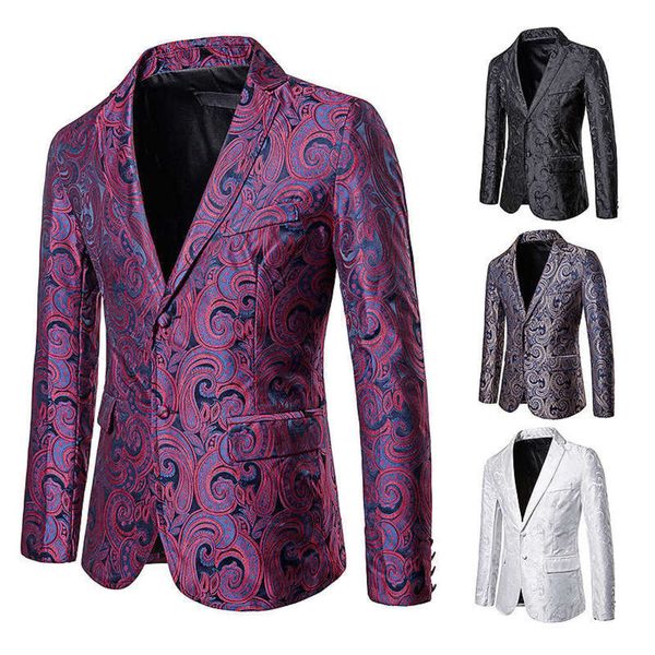 colorful fall 2019 new nightclub men's cashew flower two button suit casual print coat, White;black
colorful fall 2019 new nightclub men's cashew flower two button suit casual print coat, White;black
