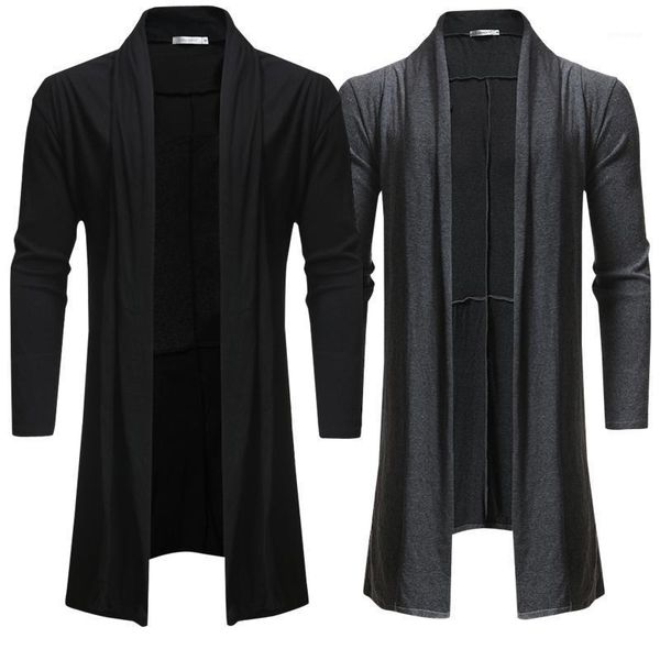 2021 spring autumn loose cloak shawl new men's solid color long knit cardigan jacket / boutique loose simple wind sweater coat1, White;black 
2021 spring autumn loose cloak shawl new men's solid color long knit cardigan jacket / boutique loose simple wind sweater coat1, White;black