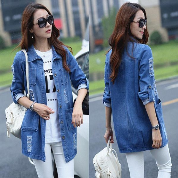 basic long jeans coats women slim ripped denim jacket femme elegant vintage frayed jackets outwear casacos feminino, Black;brown
basic long jeans coats women slim ripped denim jacket femme elegant vintage frayed jackets outwear casacos feminino, Black;brown